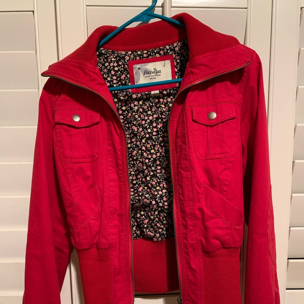 Red bomber jacket